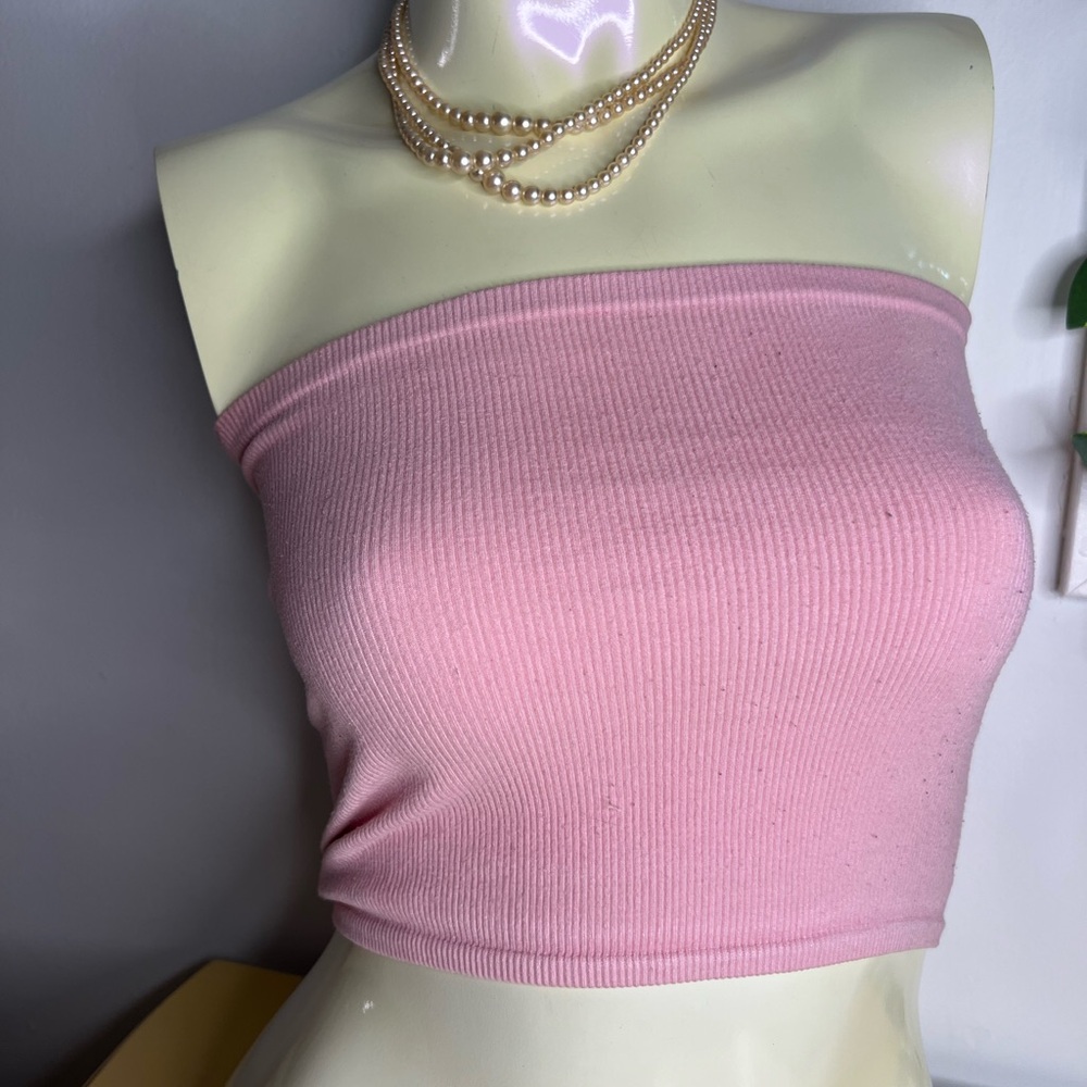 Pink Ribbed Tube Top - Picture 4 of 10